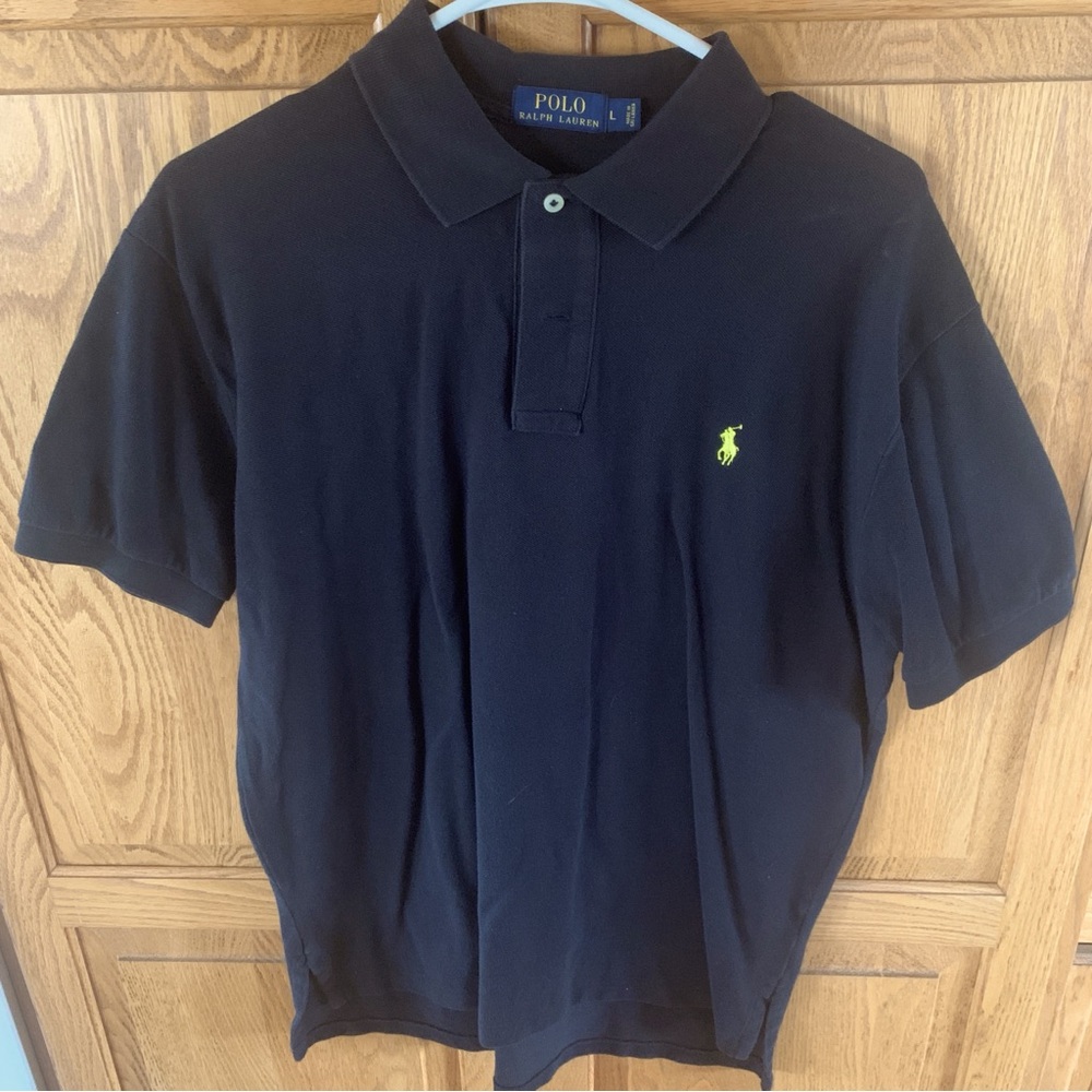 Ralph Lauren Black Polo Shirt with Yellow Logo